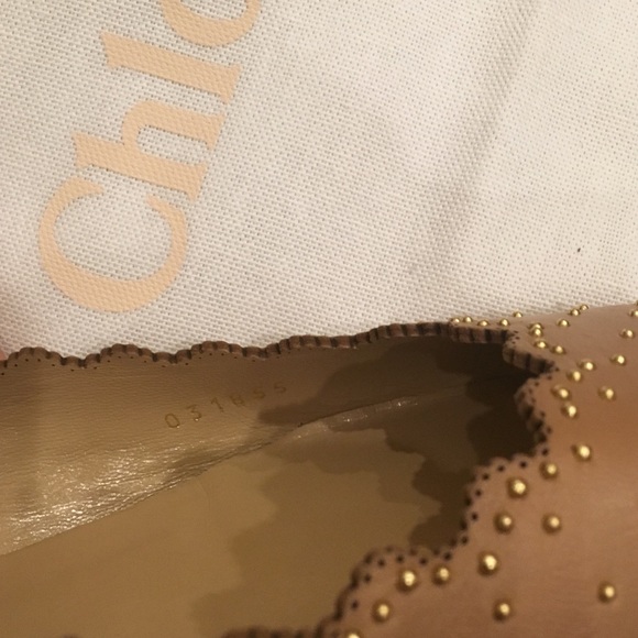 ‼️SOLD💯Auth New CHLOE Gold Studded Ballerinas Sz8 - Picture 5 of 7
